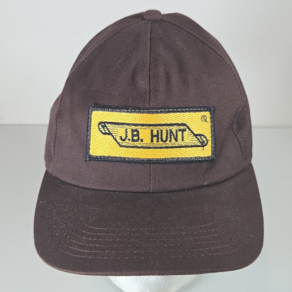 Vintage K Products J.B. Hunt Trucker Brown Adjustable Snapback Hat Made In USA